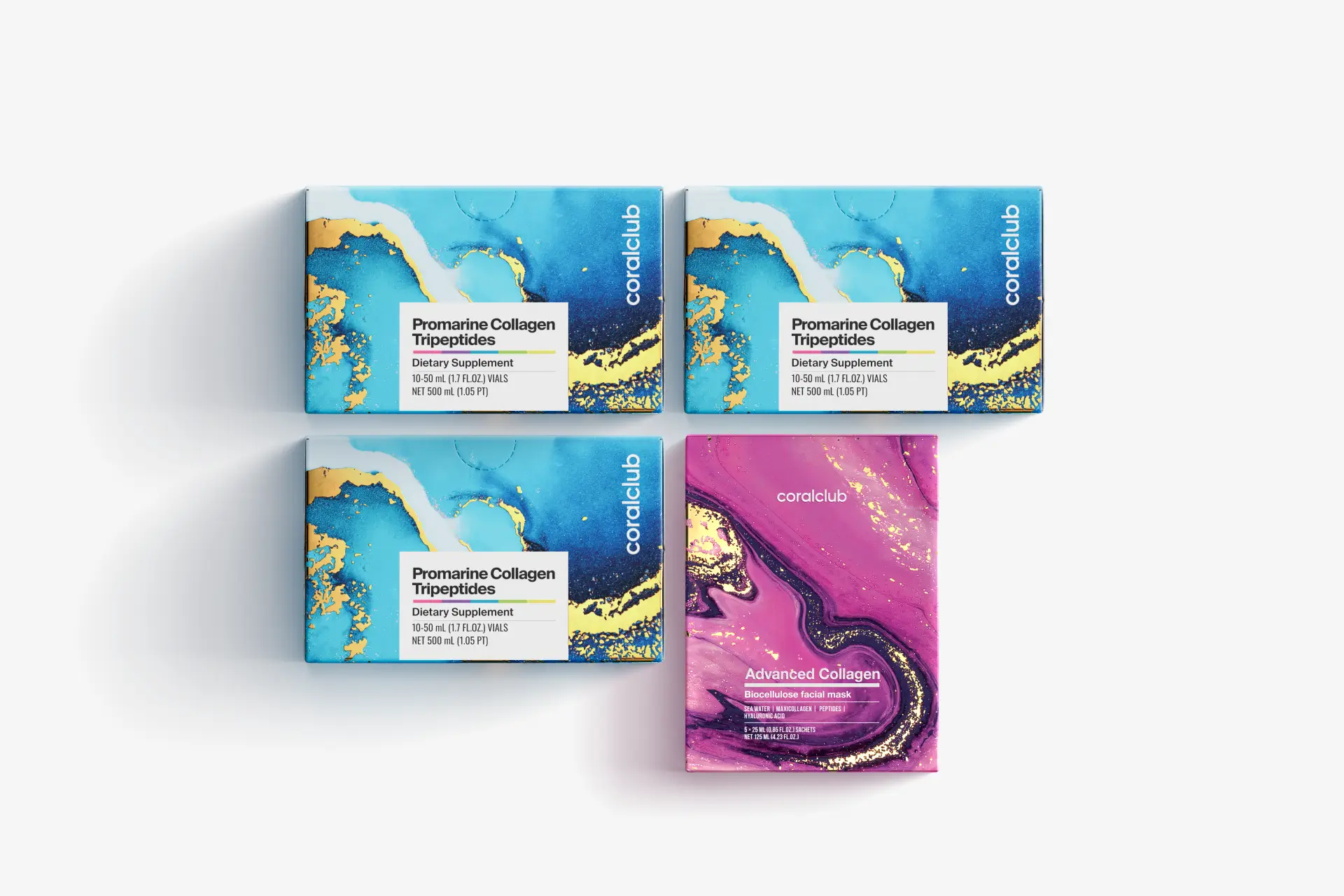 Promarin Kolajen Tripeptitleri (1 aylık kür) & Advanced Collagen biyoselüloz yüz maskesi (5 saşe) seti